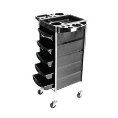 5 Drawer Hairdressing Trolley Black 90x30x36cm Hair Salon Beauty Rolling Cart-14