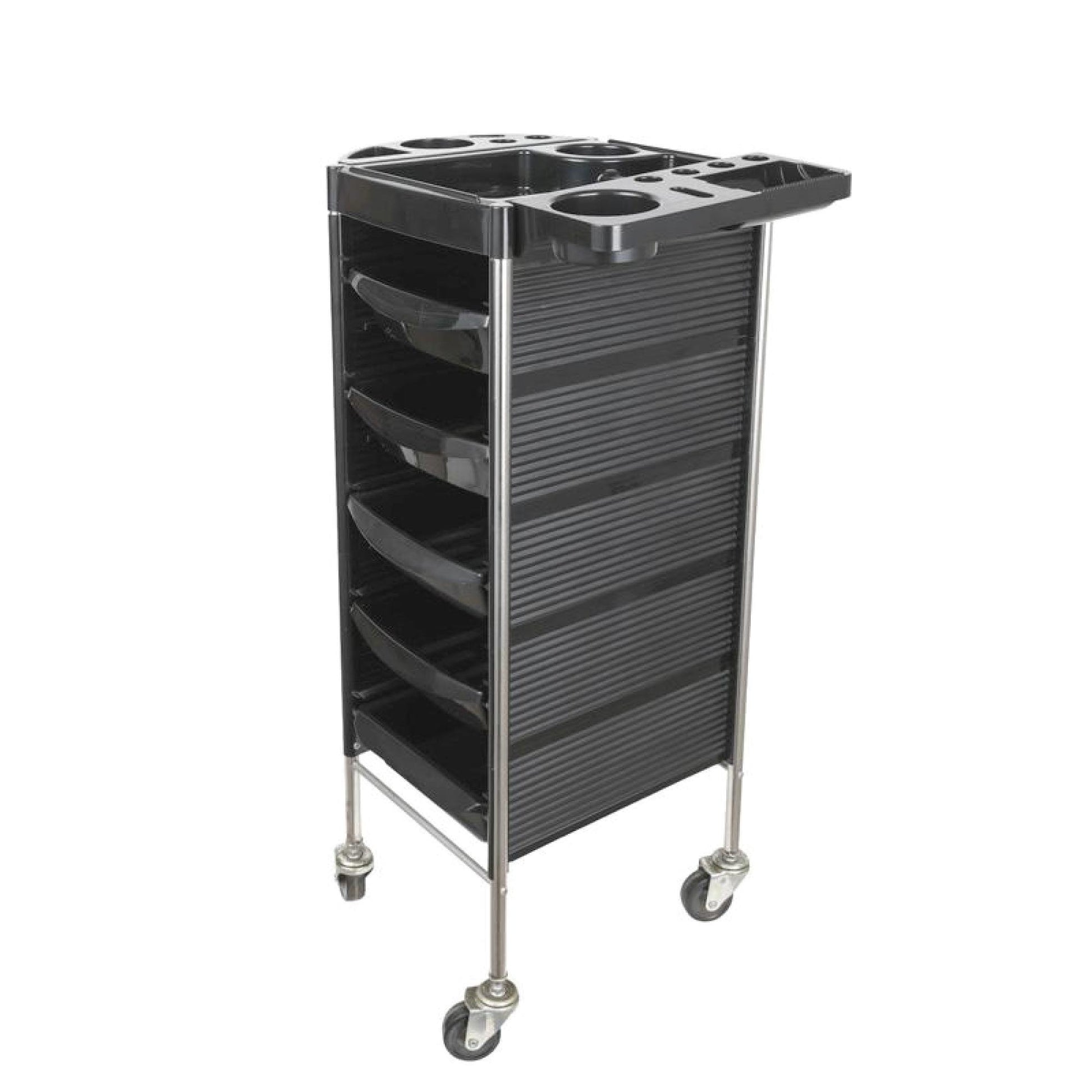 5 Drawer Hairdressing Trolley Black 90x30x36cm Hair Salon Beauty Rolling Cart-8