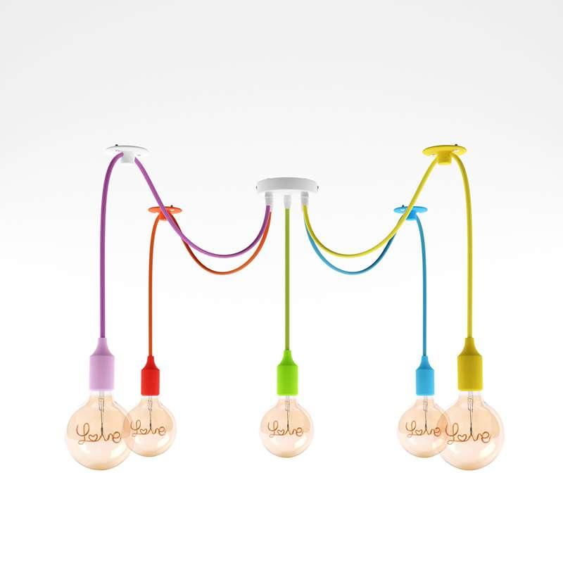 5 Head Spider shape Multiple Colour pendant Light Flex Swag Hook~4665-0