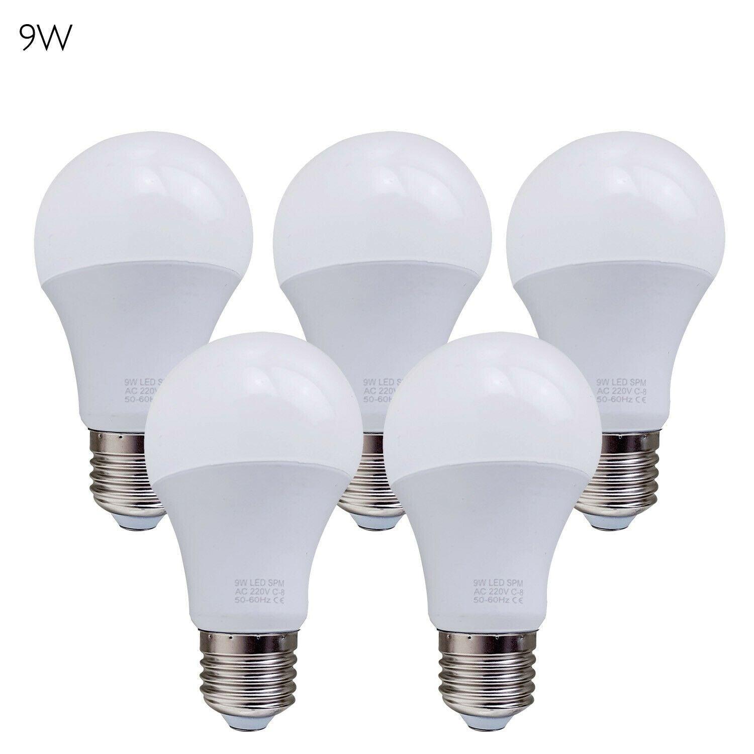 5 Pack A60 E27 Bulb Standard Base LED Light Bulbs 6000K Daylight White~1950-9