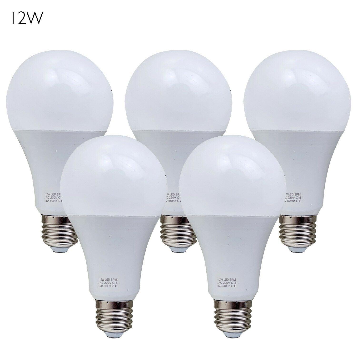 5 Pack A60 E27 Bulb Standard Base LED Light Bulbs 6000K Daylight White~1950-10