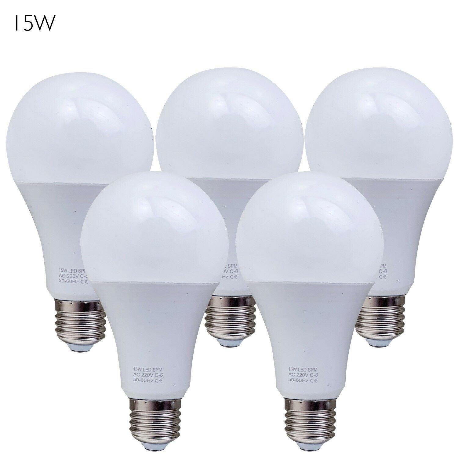 5 Pack A60 E27 Bulb Standard Base LED Light Bulbs 6000K Daylight White~1950-11