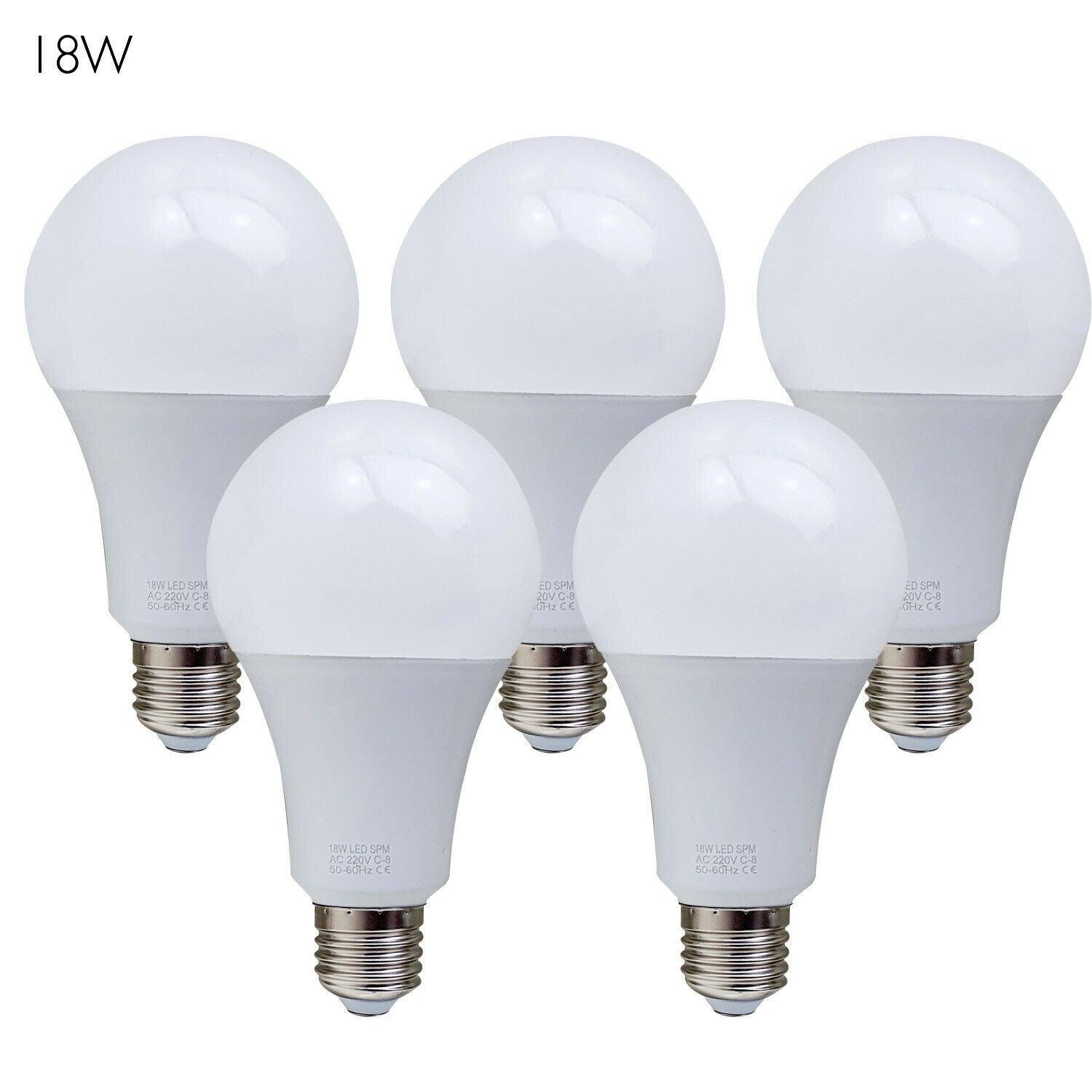 5 Pack A60 E27 Bulb Standard Base LED Light Bulbs 6000K Daylight White~1950-12