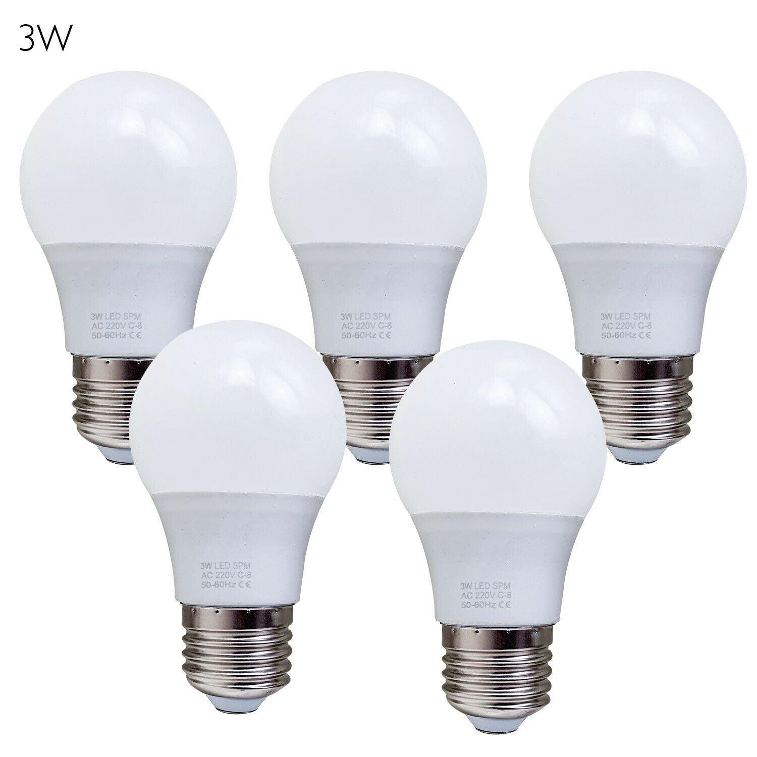 5 Pack A60 E27 Bulb Standard Base LED Light Bulbs 6000K Daylight White~1950-6