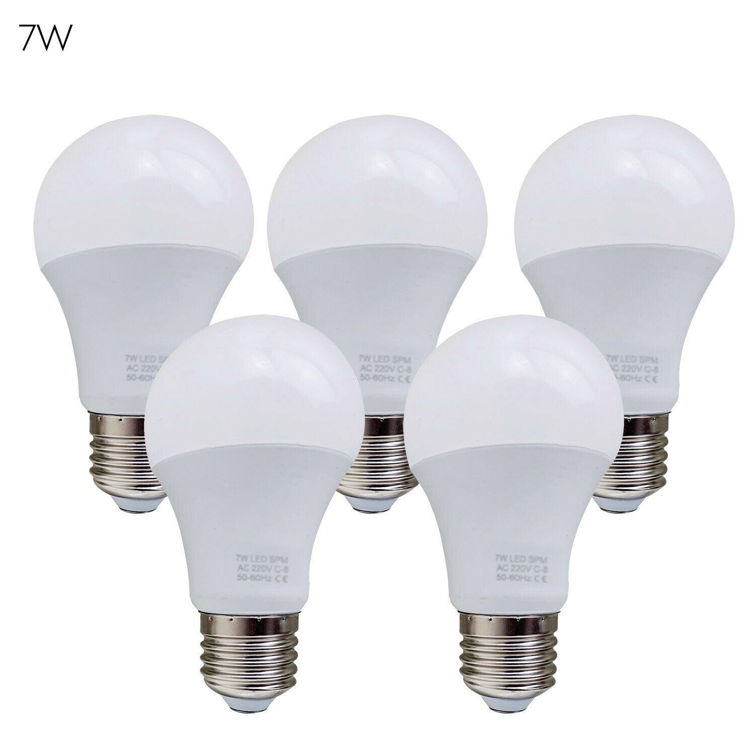 5 Pack A60 E27 Bulb Standard Base LED Light Bulbs 6000K Daylight White~1950-8