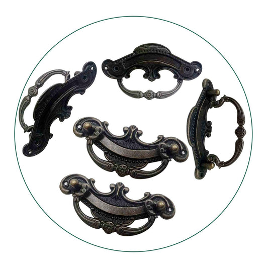 5 Pack Black Cast Iron Rustic Door Pull Handle Overall Length 90mm~2102-0