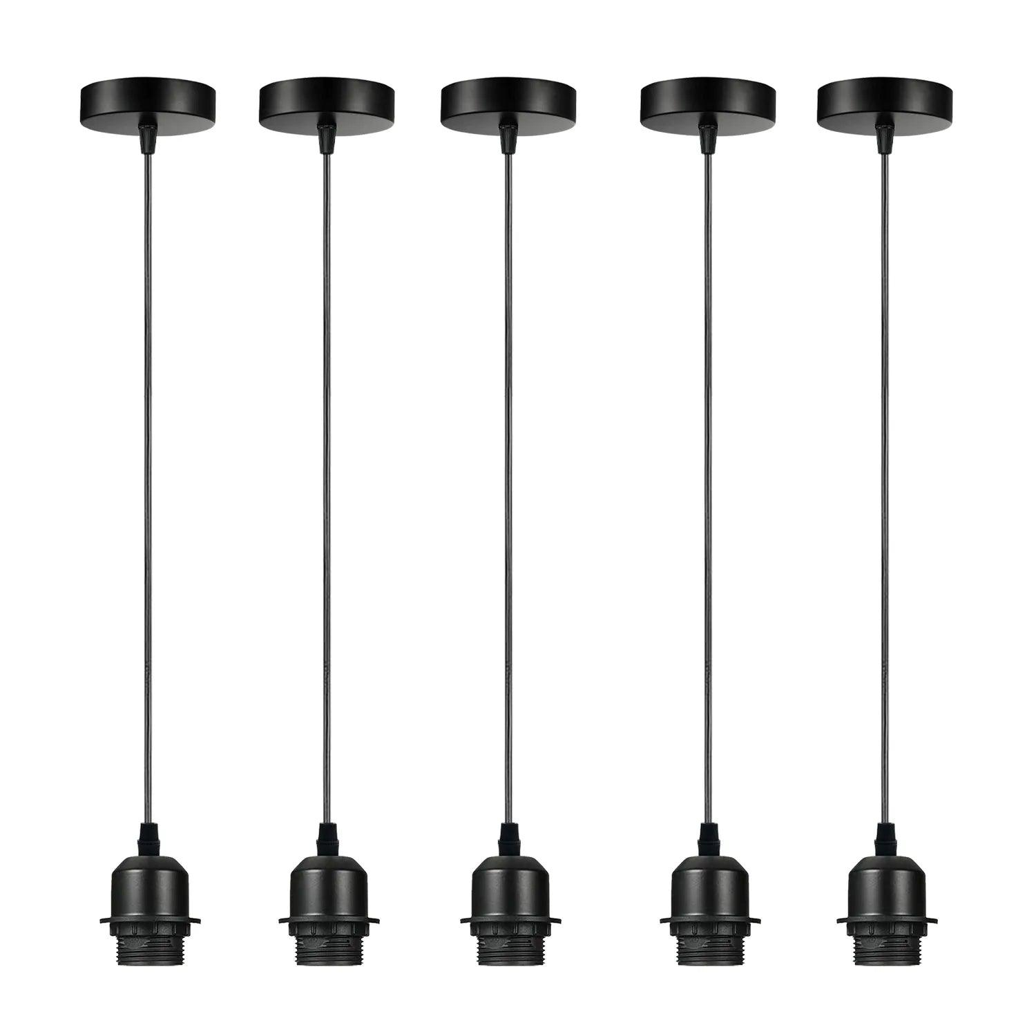 5 Pack Black Pendant Light,E27 Lamp Holder Ceiling Hanging Light,PVC Cable~4245-0