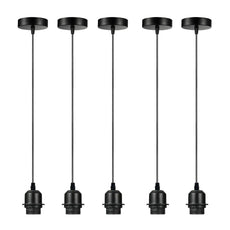 5 Pack Black Pendant Light,E27 Lamp Holder Ceiling Hanging Light,PVC Cable~4245-0