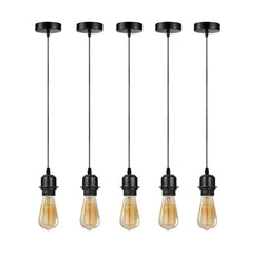 5 Pack Black Pendant Light,E27 Lamp Holder Ceiling Hanging Light,PVC Cable~4245-5