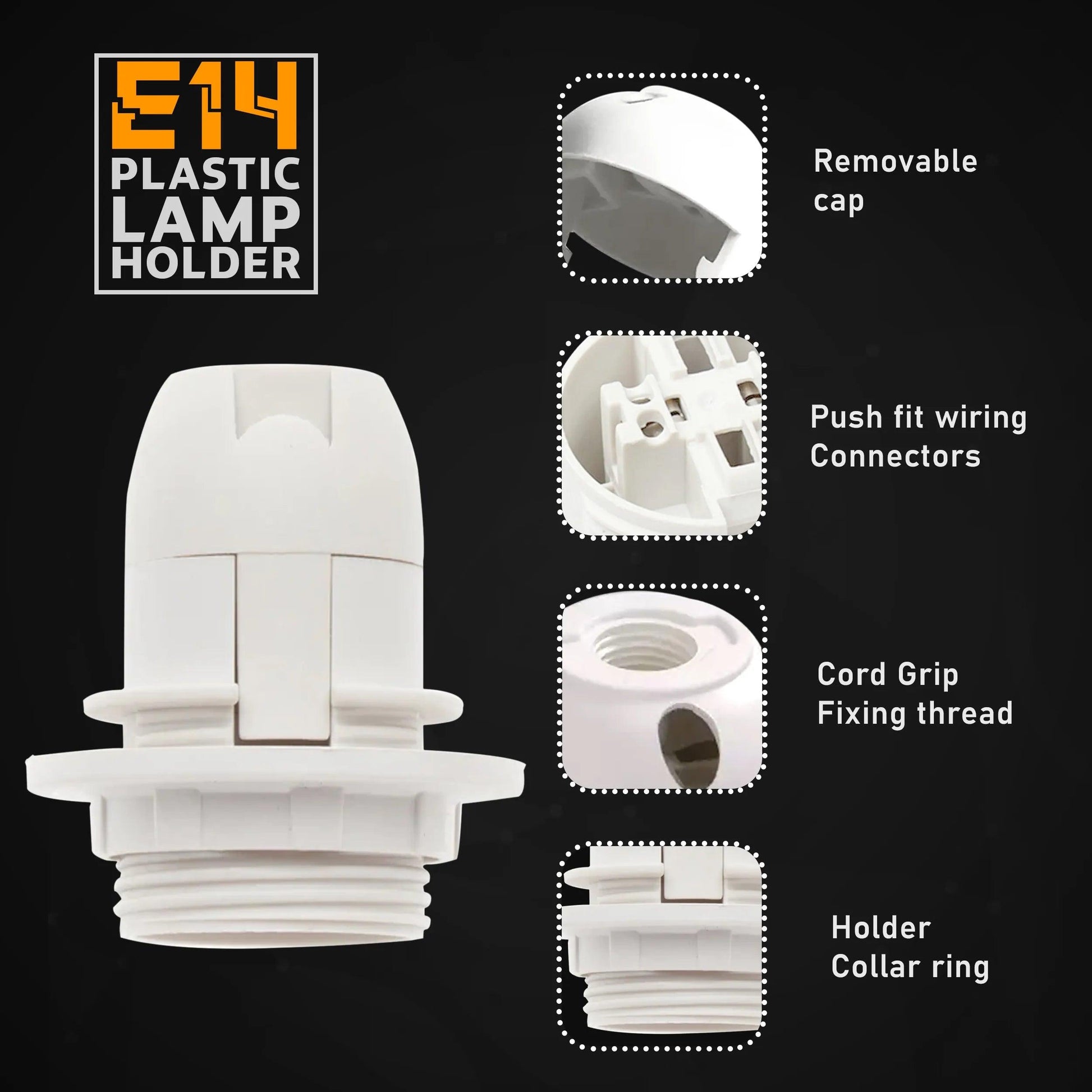 5 Pack E14 Socket Bulb Holder Edison Small Screw White Plastic Lamp holder~4362-3