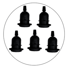 5 pack Edison E27 Black Lamp Pendant Bulb Holder with Shade Ring & Cord Grip~2269-0