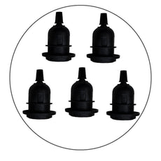 5 pack Edison E27 Black Lamp Pendant Bulb Holder with Shade Ring & Cord Grip~2269-4