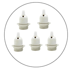 5 pack Edison E27 White Lamp Pendant Bulb Holder with Shade Ring & Cord Grip~2305-0