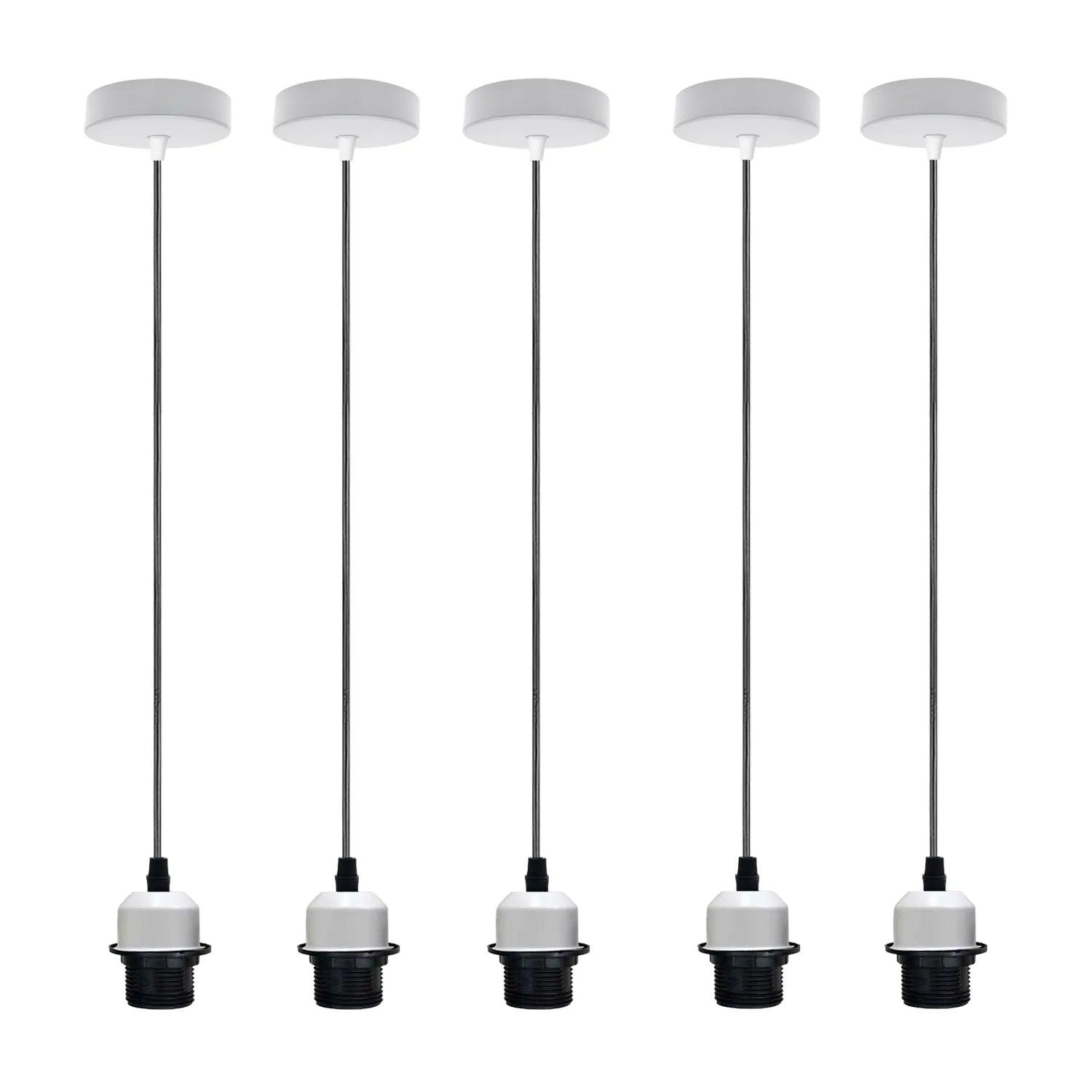 5 Pack White Pendant,Lampshade E27 Lamp Holder Hanging Light,PVC Cable.~4237-6