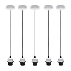 5 Pack White Pendant,Lampshade E27 Lamp Holder Hanging Light,PVC Cable.~4237-6