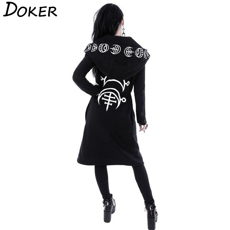 Gothic Punk Black Long Women Hoodies - Puritific