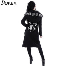 Gothic Punk Black Long Women Hoodies - Puritific