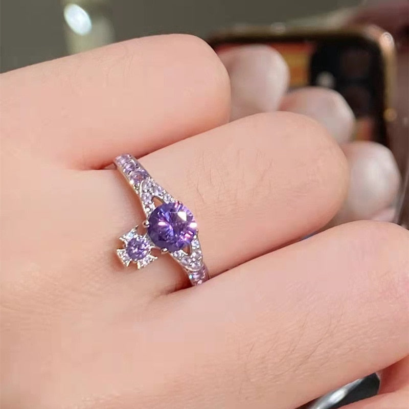 Luxury Purple Zircon Ring Crystal - Puritific