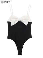 Sexy Bow Design White And Black Playsuits - Puritific