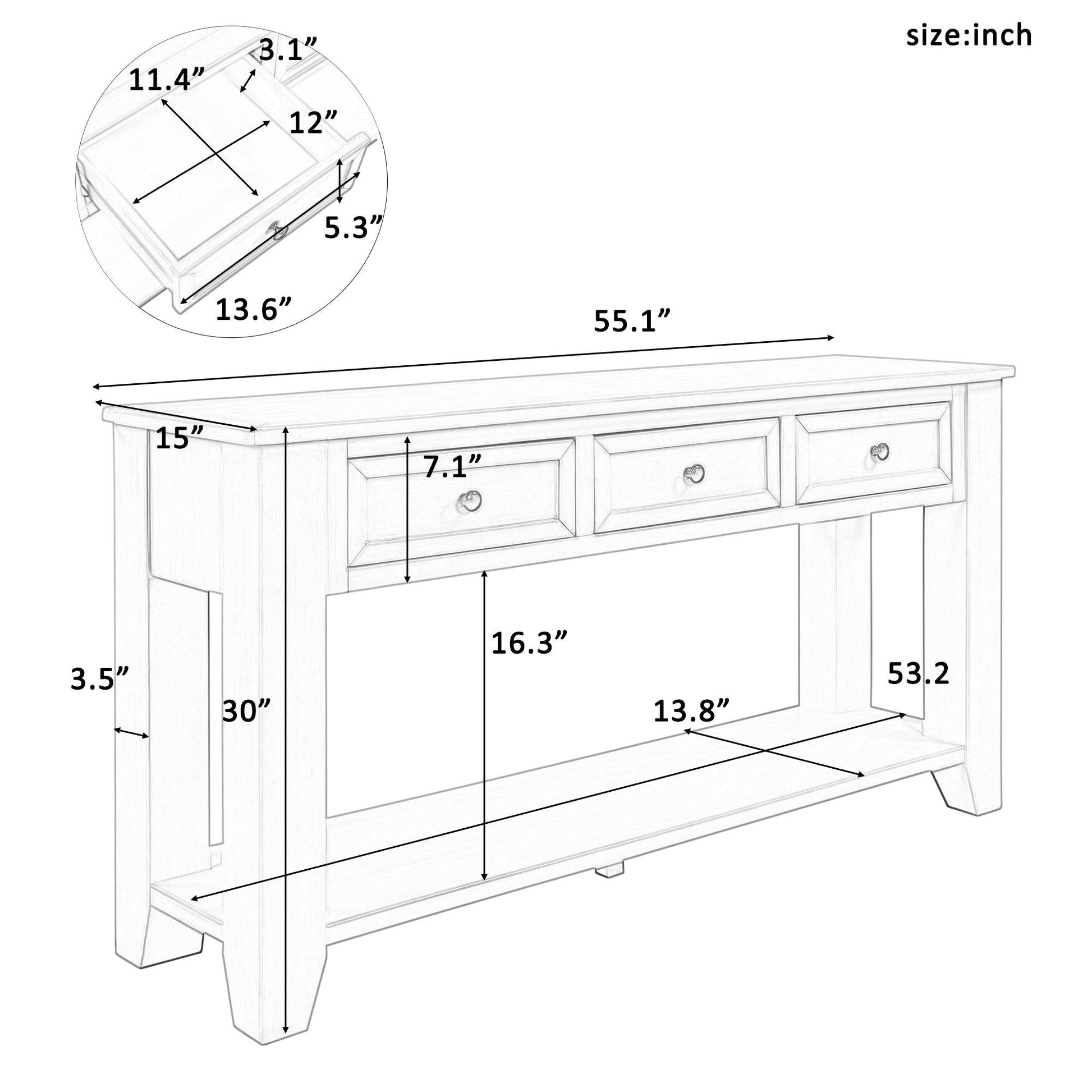 55'' Modern Console Table Sofa - Puritific