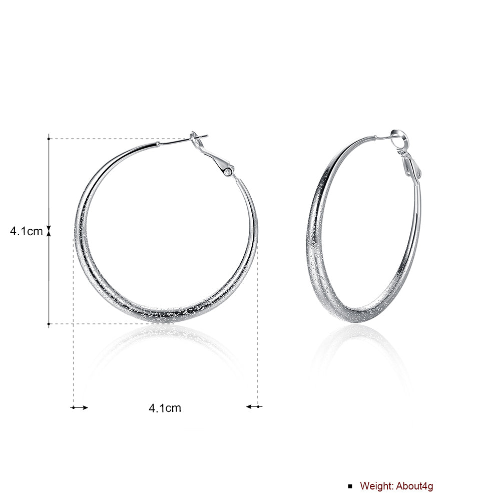 1.6" Round Hoop Earring in 18K White Gold Plated - Puritific