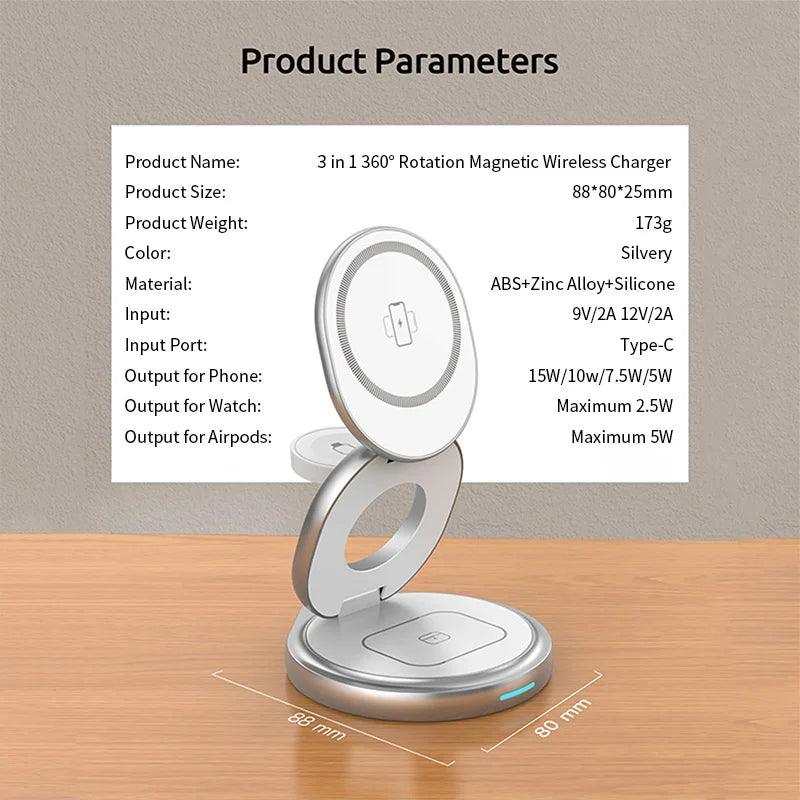 3 In 1 Metal Wireless Charger - Puritific