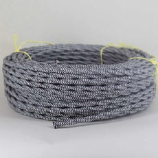 5m Black And White 2 Core 8amp Twisted Electric Fabric 0.75mm Cable~1749-2