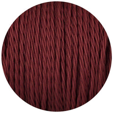 5m Burgundy 2 Core Twisted Electric Fabric 0.75mm Cable~1755-2