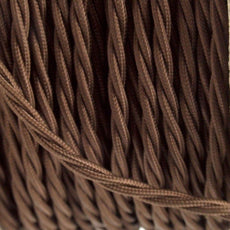 5m Light Brown 2 Core Twisted Electric Fabric 0.75mm Cable~1751-2