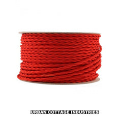 5m Red 2 Core Twisted Electric Fabric 0.75mm Cable~1766-2