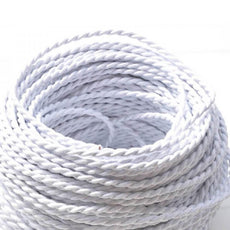 5m White 2 Core Twisted Electric Fabric 0.75mm Cable~1764-3