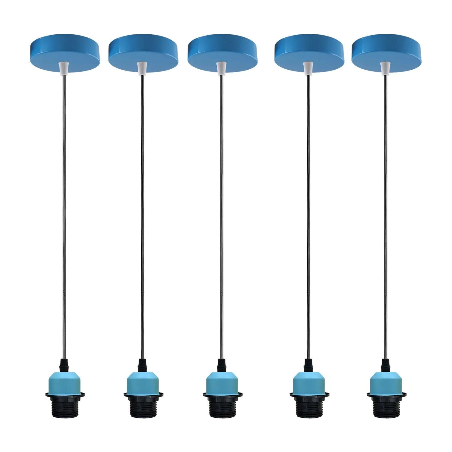 5Pack Blue Pendant Light,E27 Lamp Holder Ceiling Hanging Light,PVC Cable~4236-0