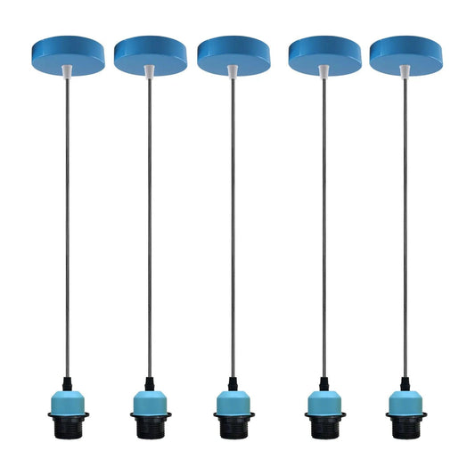 5Pack Blue Pendant Light,E27 Lamp Holder Ceiling Hanging Light,PVC Cable~4236-0