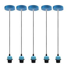 5Pack Blue Pendant Light,E27 Lamp Holder Ceiling Hanging Light,PVC Cable~4236-0