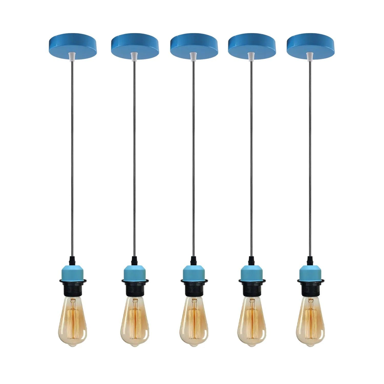 5Pack Blue Pendant Light,E27 Lamp Holder Ceiling Hanging Light,PVC Cable~4236-4