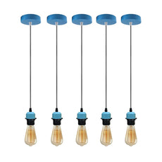 5Pack Blue Pendant Light,E27 Lamp Holder Ceiling Hanging Light,PVC Cable~4236-4