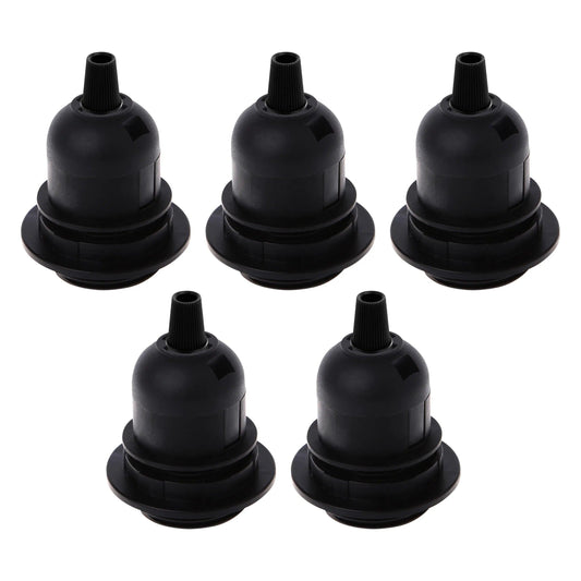 5Pack E27 Light Bulb,Pendant Socket Holder Screw Black Plastic Lamp holder ~4374-0