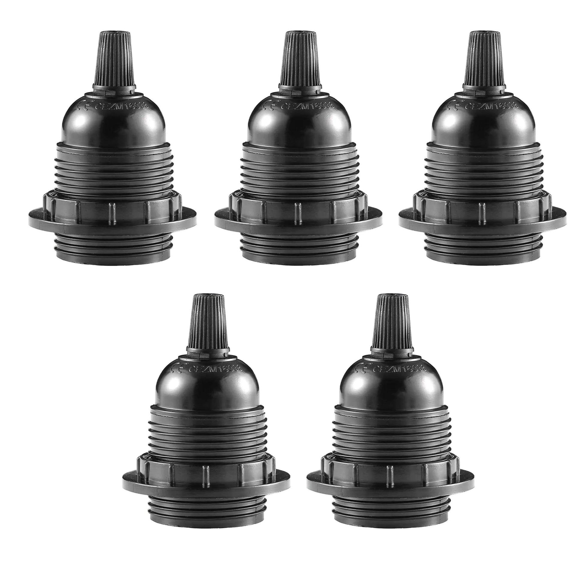 5Pack E27 Light Bulb,Pendant  Socket Holder Screw Black Plastic Lamp holder~4377-0