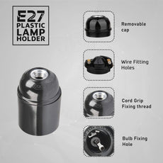 5Pack E27 Light Bulb,Pendant Socket Holder Screw Black Plastic Lamp holder ~4387-3