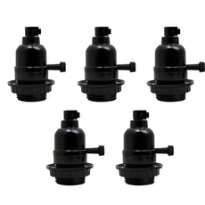 5Pack E27 Light Bulb,Pendant Socket Holder Screw Black Plastic Lamp holder~4394-0