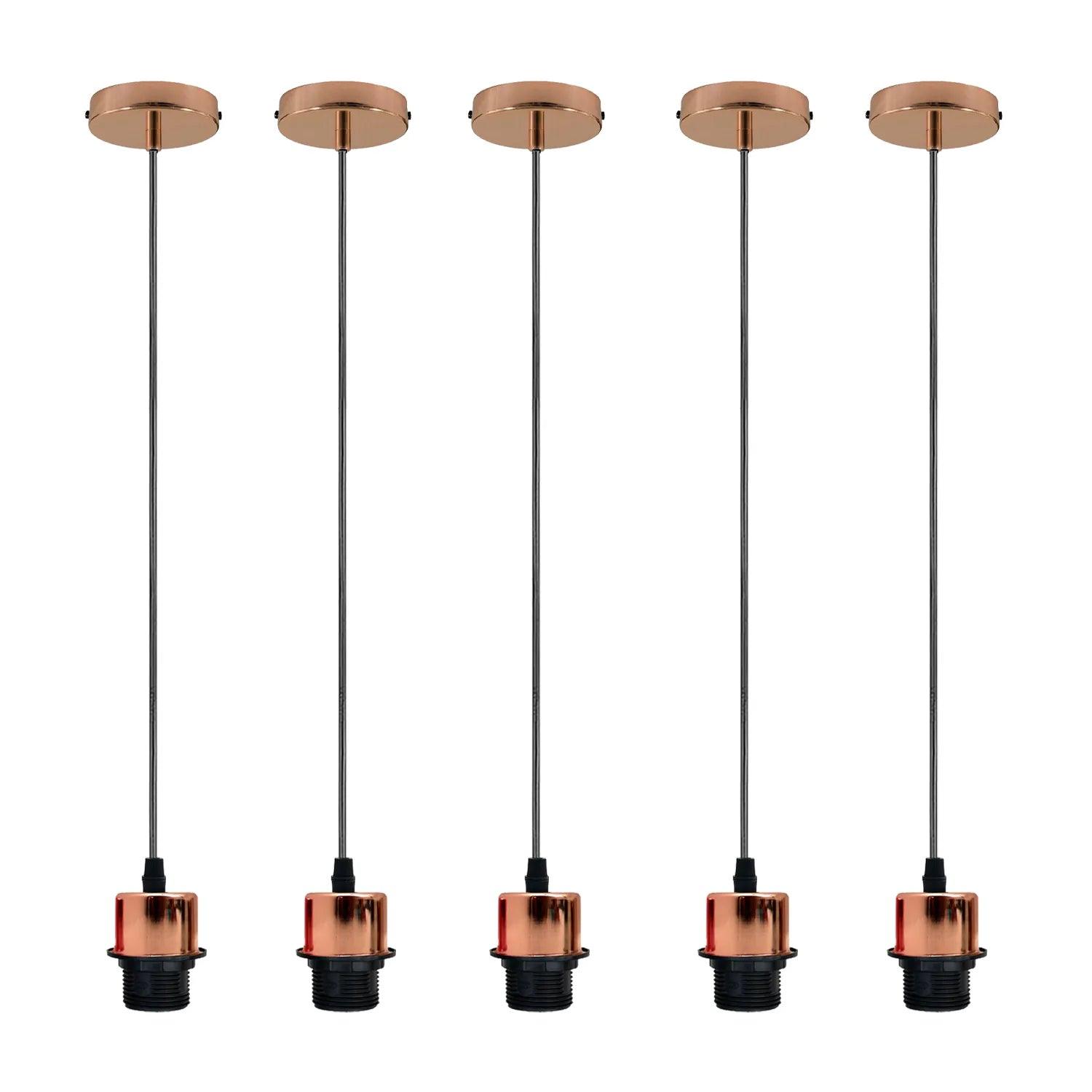 5Pack Rose Gold Pendant Light,E27 Lamp Holder Ceiling Hanging Light,PVC Cable~4239-0