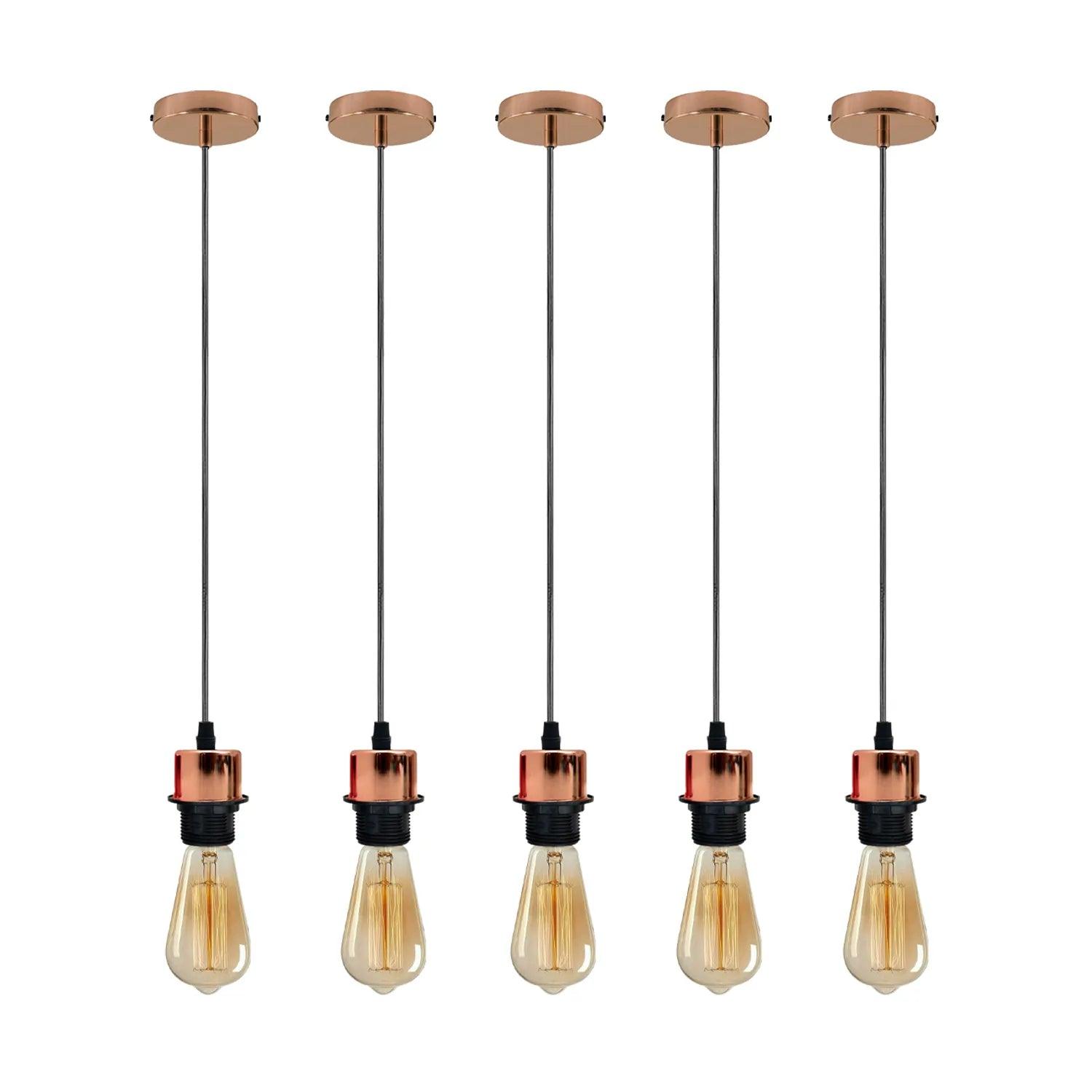 5Pack Rose Gold Pendant Light,E27 Lamp Holder Ceiling Hanging Light,PVC Cable~4239-5