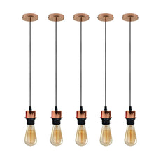 5Pack Rose Gold Pendant Light,E27 Lamp Holder Ceiling Hanging Light,PVC Cable~4239-5