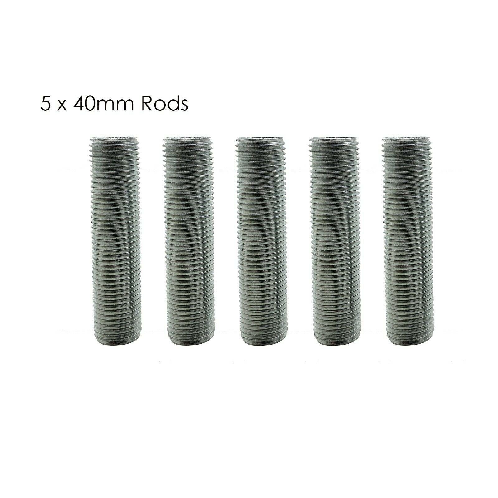 5pcs M10 Threaded Zinc Alloy Pipe Nipple Lamp Repair Part 40mm Long~2895-0