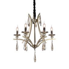 6 Light Crystal Chandelier Light Adjustable Farmhouse Candle Ceiling Pendant Fixture E14 Base Hanging Light~4619-1