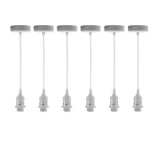 6 Pack Industrial Pendant Light Fitting,Lamp White Holder Ceiling Hanging Light~4278-7