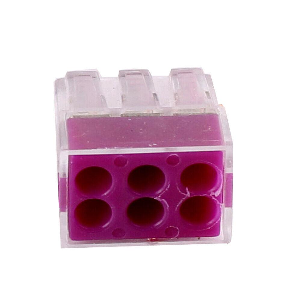 6 Way Connector Wire Pole Push Reusable Terminal Block Electric Cable~2039-1