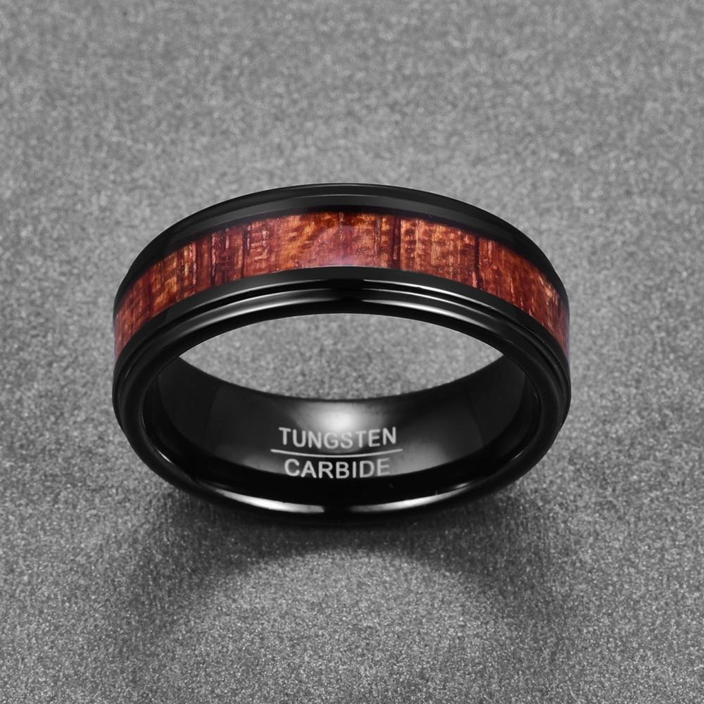 Black Wooden Tungsten Carbide Ring - Puritific