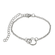 14K White Gold Plating Love Knot Circular Minimalist Bracelet Sets - Puritific