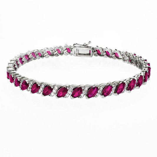 20.00 CT Genuine Pink Topaz Vine Bracelet Embellished with Crystals in 18K White Gold Plated - Puritific